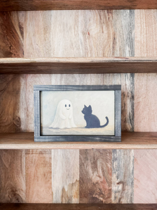 Ghost and Kitten | Halloween Decor