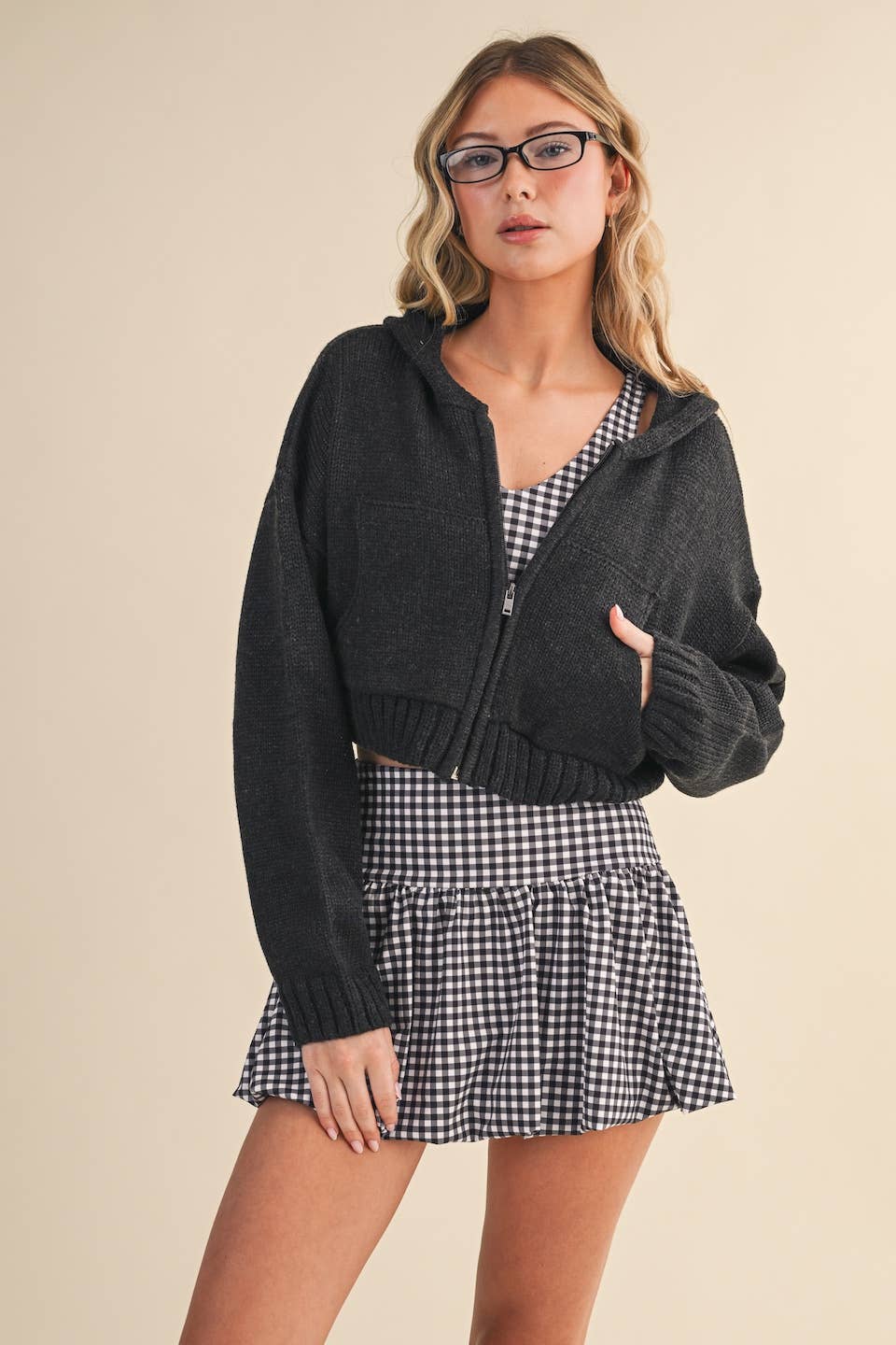 Knit Zip Up Hoodie Sweater