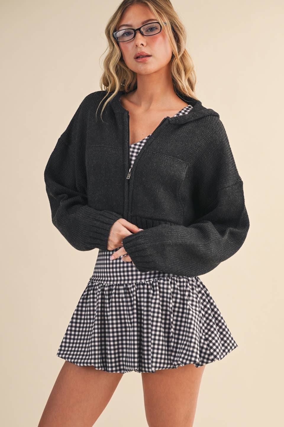 Knit Zip Up Hoodie Sweater