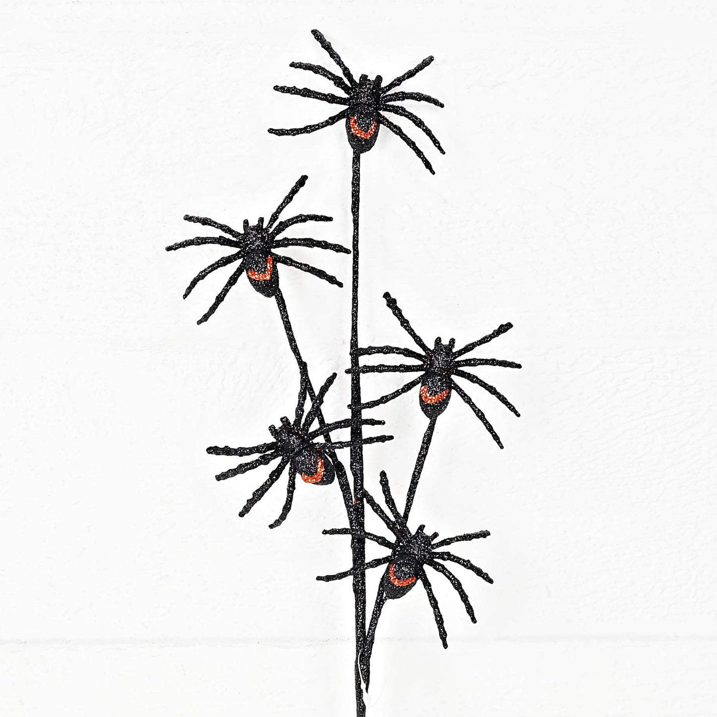31905-Halloween-18in Spray-Glittered mini Black SpidersX5
