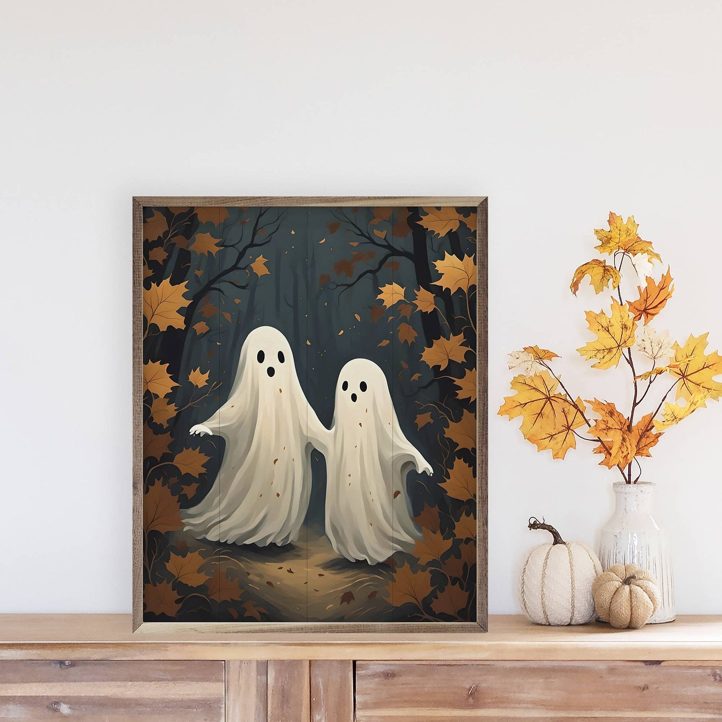 Two Ghost With Orange Leaves
