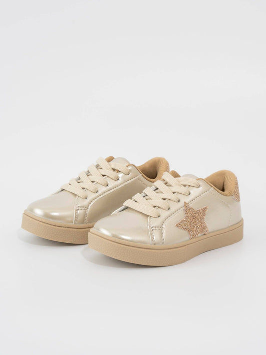 Girls' Holographic Sparkle Star Sneaker - Gold