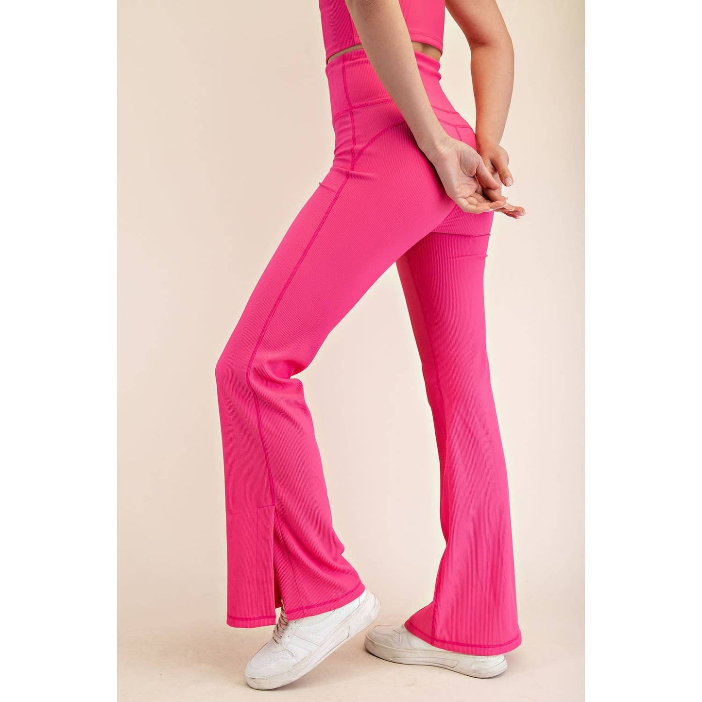 NYLON RIB FLARE LEGGINGS