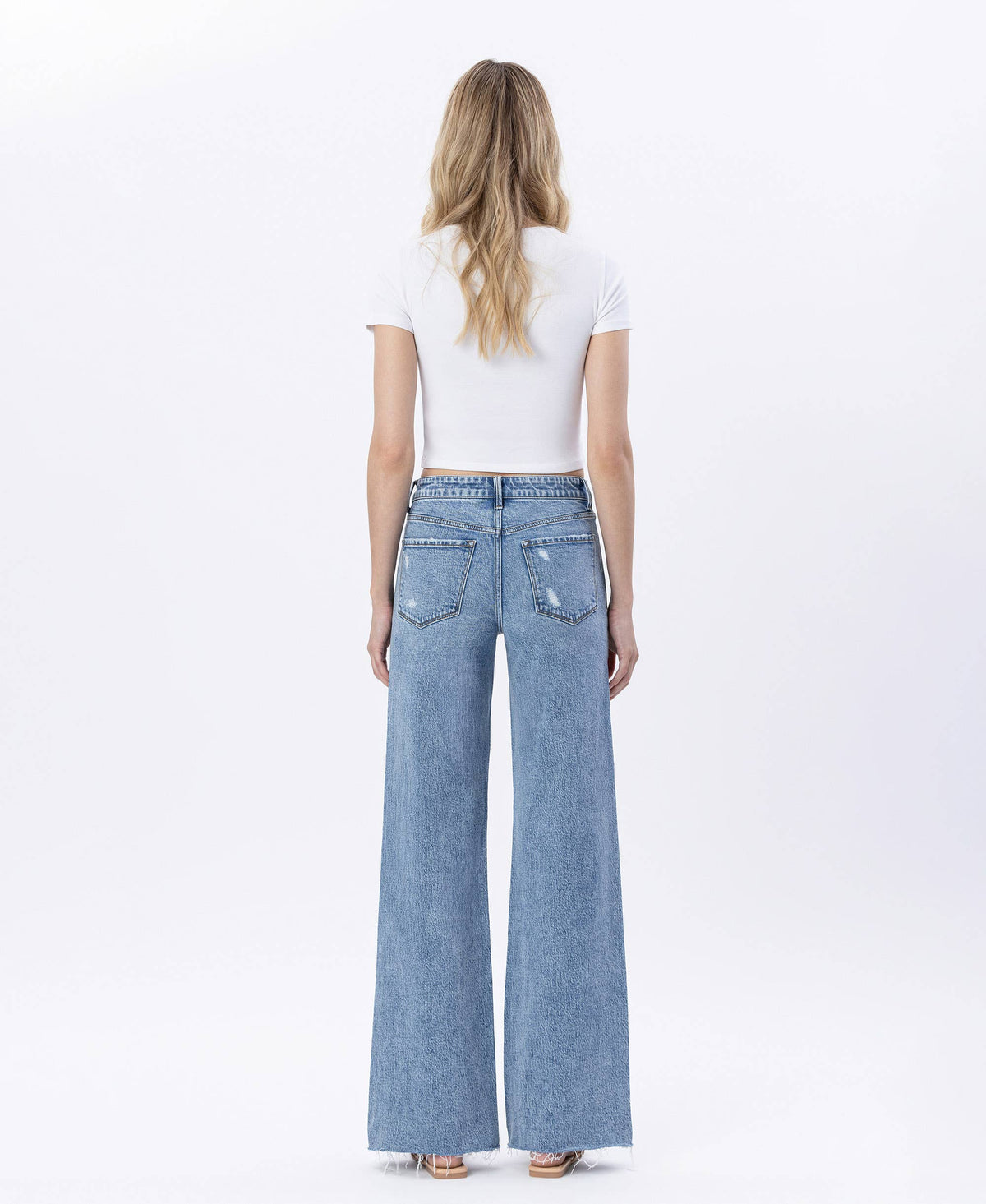 HIGH RISE RAW HEM WIDE JEANS F6320