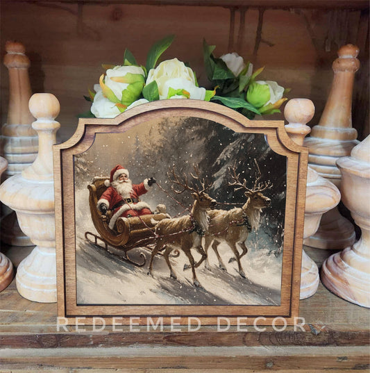Provincial Santa Sleigh Framed Art