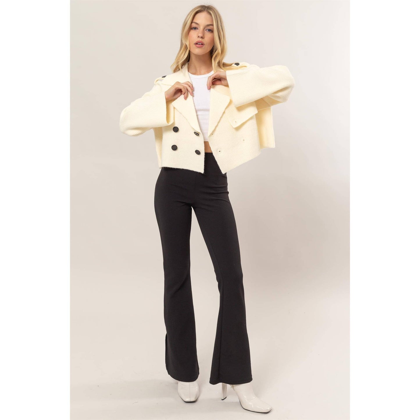 Double Breast Sweater Trench Jacket