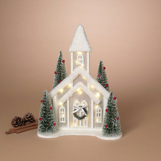 Christmas 16.25"H B/O Lighted Wood House w/ Tree & Timer