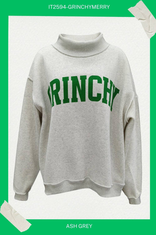 IT2594-GRINCHYMERRY | 'GRINCHY&MERRY' Reversible Sweatshirt