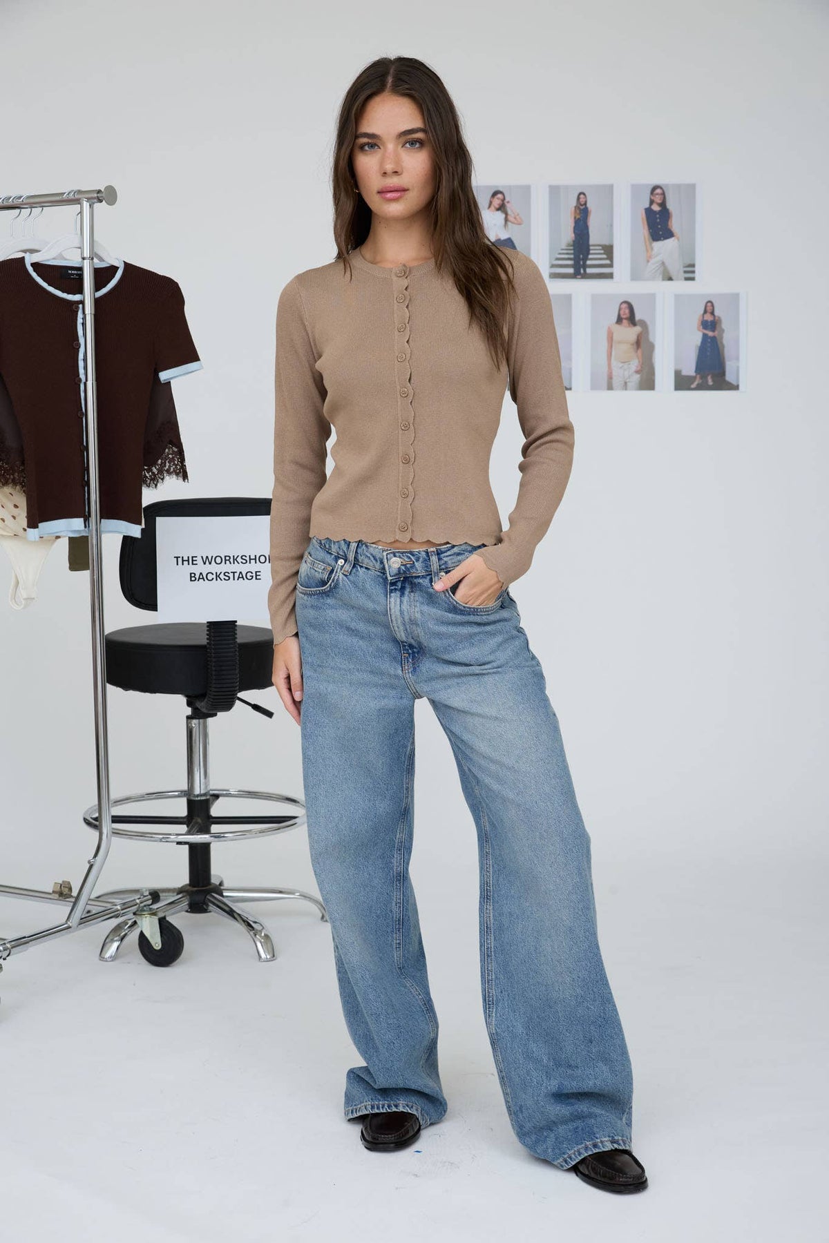 SCALLOPED BUTTON DETAIL LONG SLEEVE KNIT CARDIGAN  (PRE-ORDER)