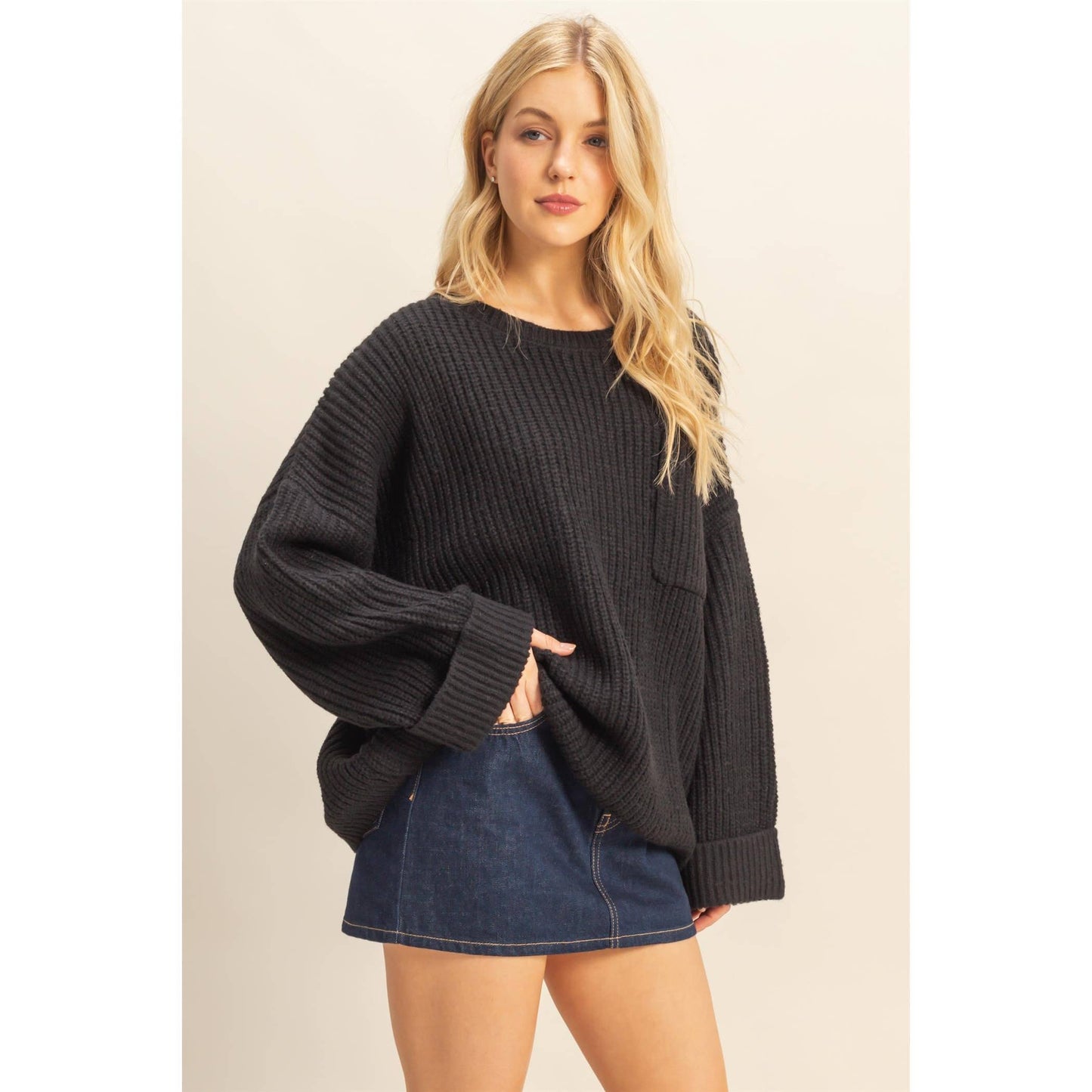 Oversized Casual Ribbed Knit Sweater