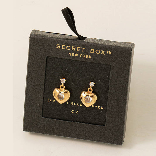 Secret Box Heart Charm Dangle Earrings