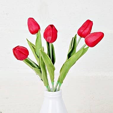 75438- 15inL real touch Tulip Bud Stem-RED-