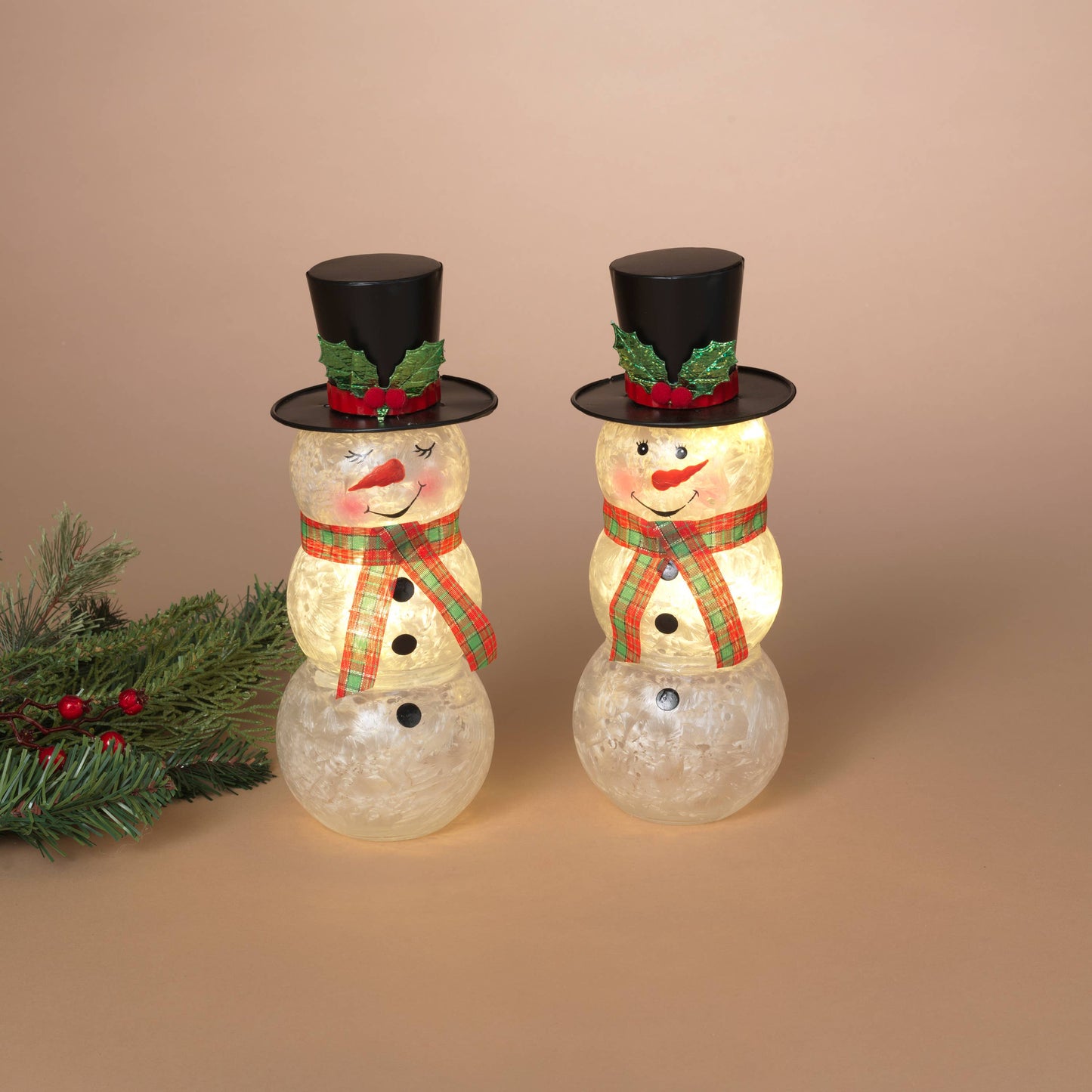Christmas 10"H B/O Frosted Glass Christmas Snowman Light w/