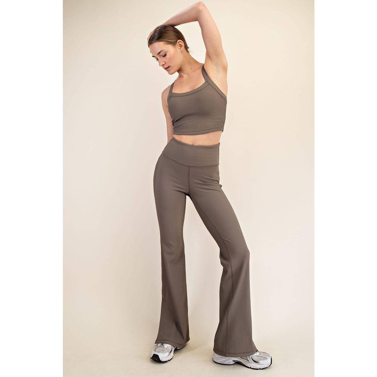 NYLON RIB FLARE LEGGINGS