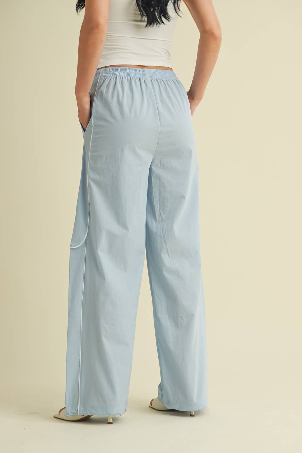 Nylon Track Pants with Contrast Piping