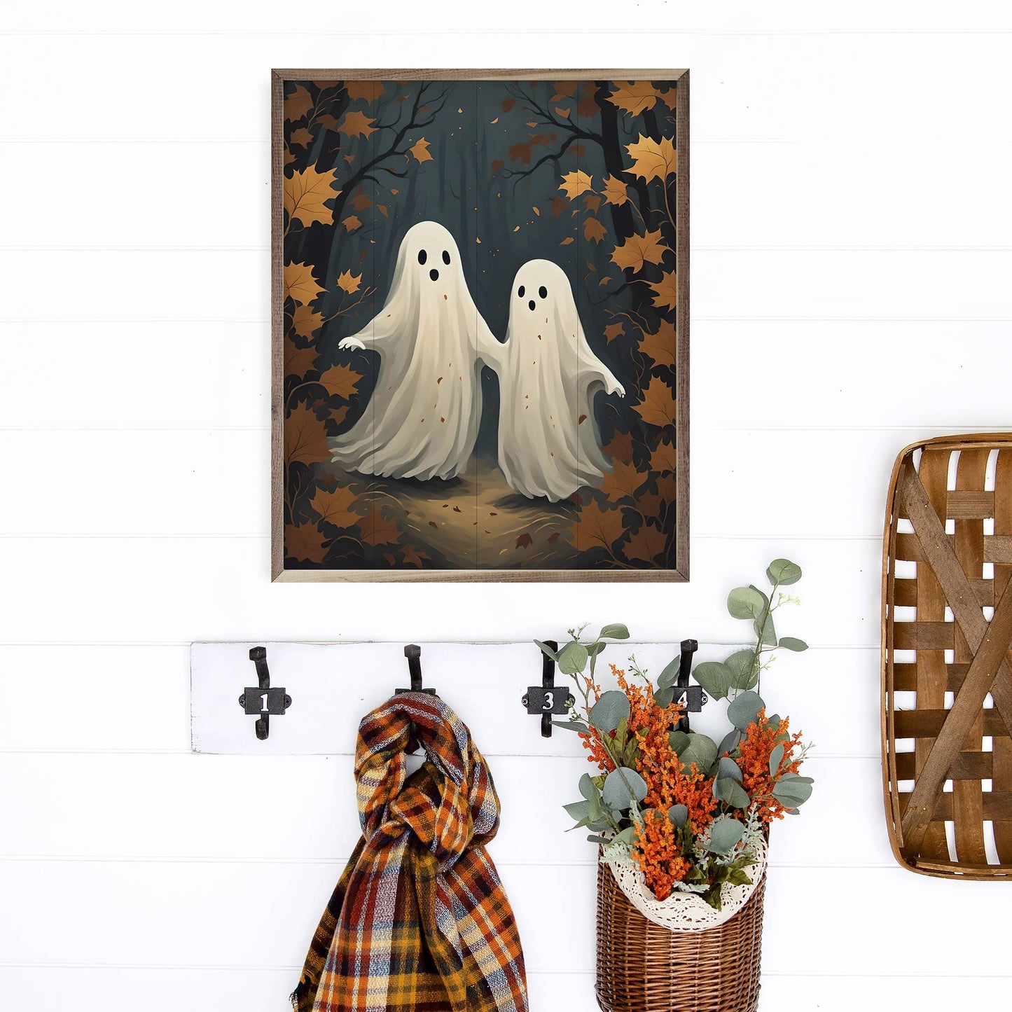 Two Ghost With Orange Leaves