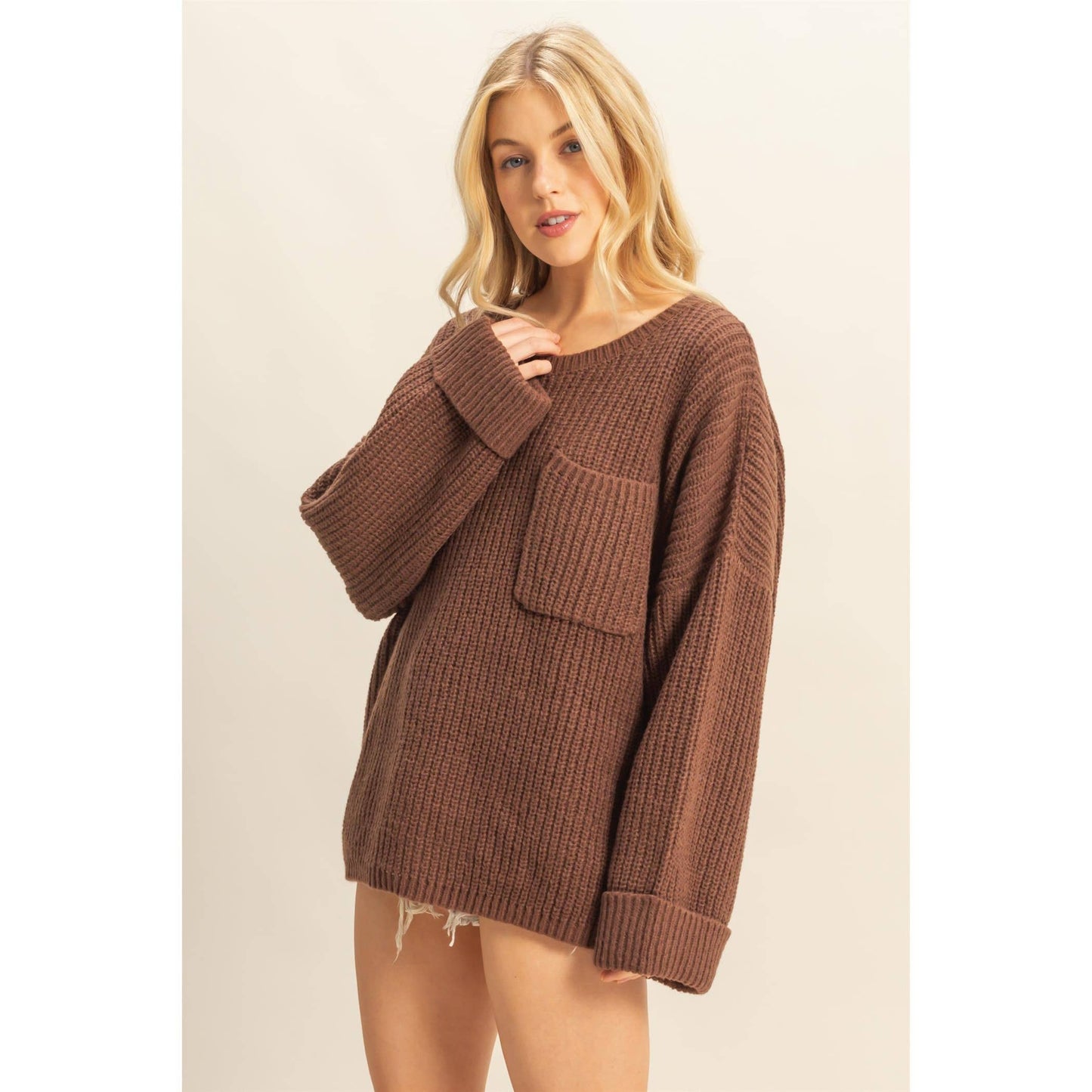 Oversized Casual Ribbed Knit Sweater