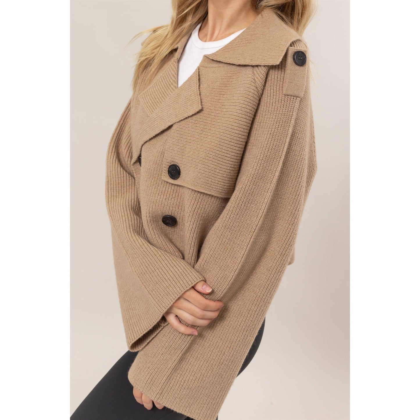 Double Breast Sweater Trench Jacket