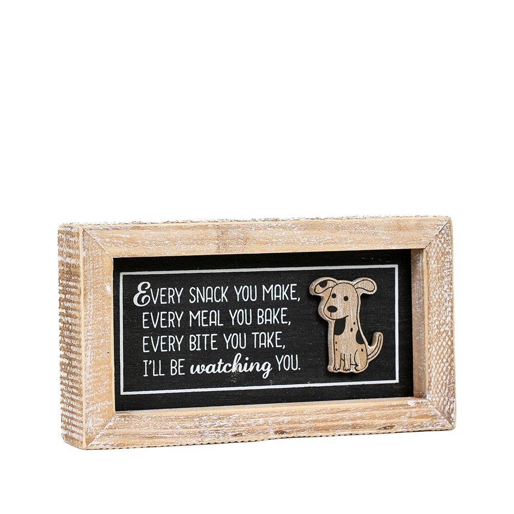 15854 - 7x4 rvs wood frame sign (SNACK/DOG)  Pet Decor