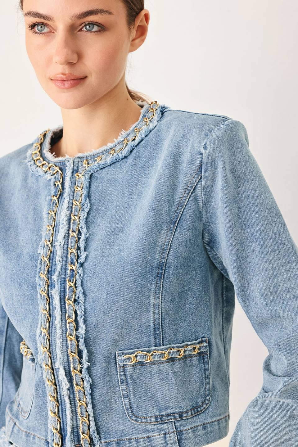 A washed denim crop jacket - FJ1535