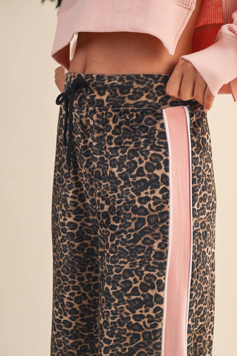 Leopard Print Velour Track Pants