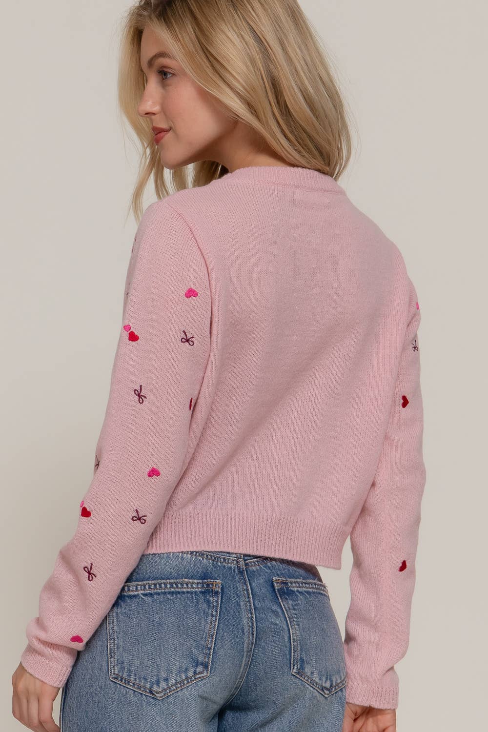 Long Sleeve Round Neck All Over Embroidery Sweater