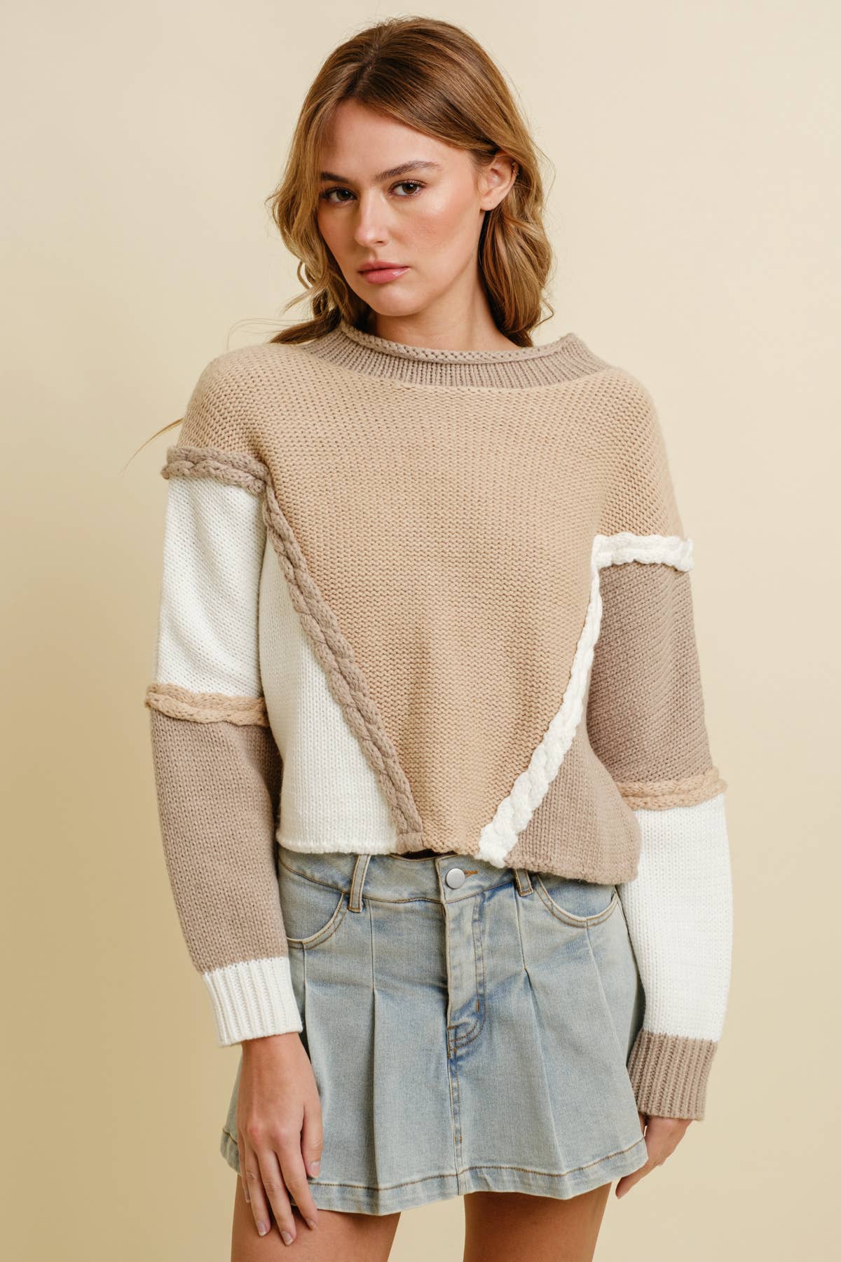 CSW15269J - 2 TONE CONTRAST SWEATER