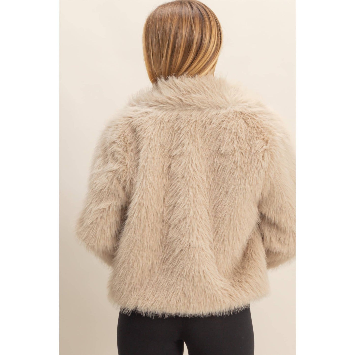 Shawl Collar Faux Fur Jacket