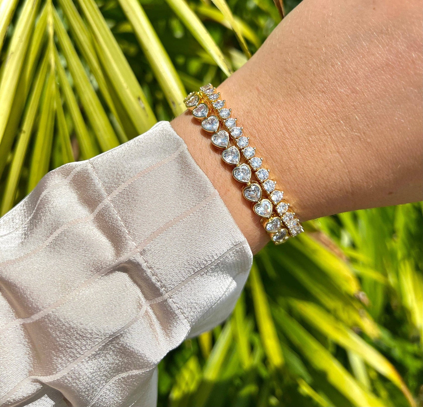 Bezel Heart Tennis Bracelet