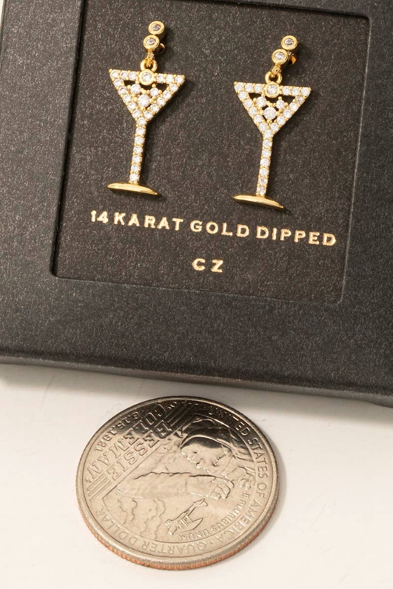 Gold Dipped Secret Box Martini Glass Earrings