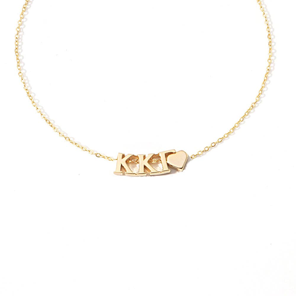 N202-I Love My Sorority: Greek Letters Heart Necklace