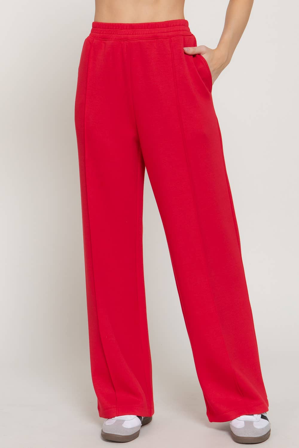 Elastic Waist Soft Modal Scuba Wide Pants