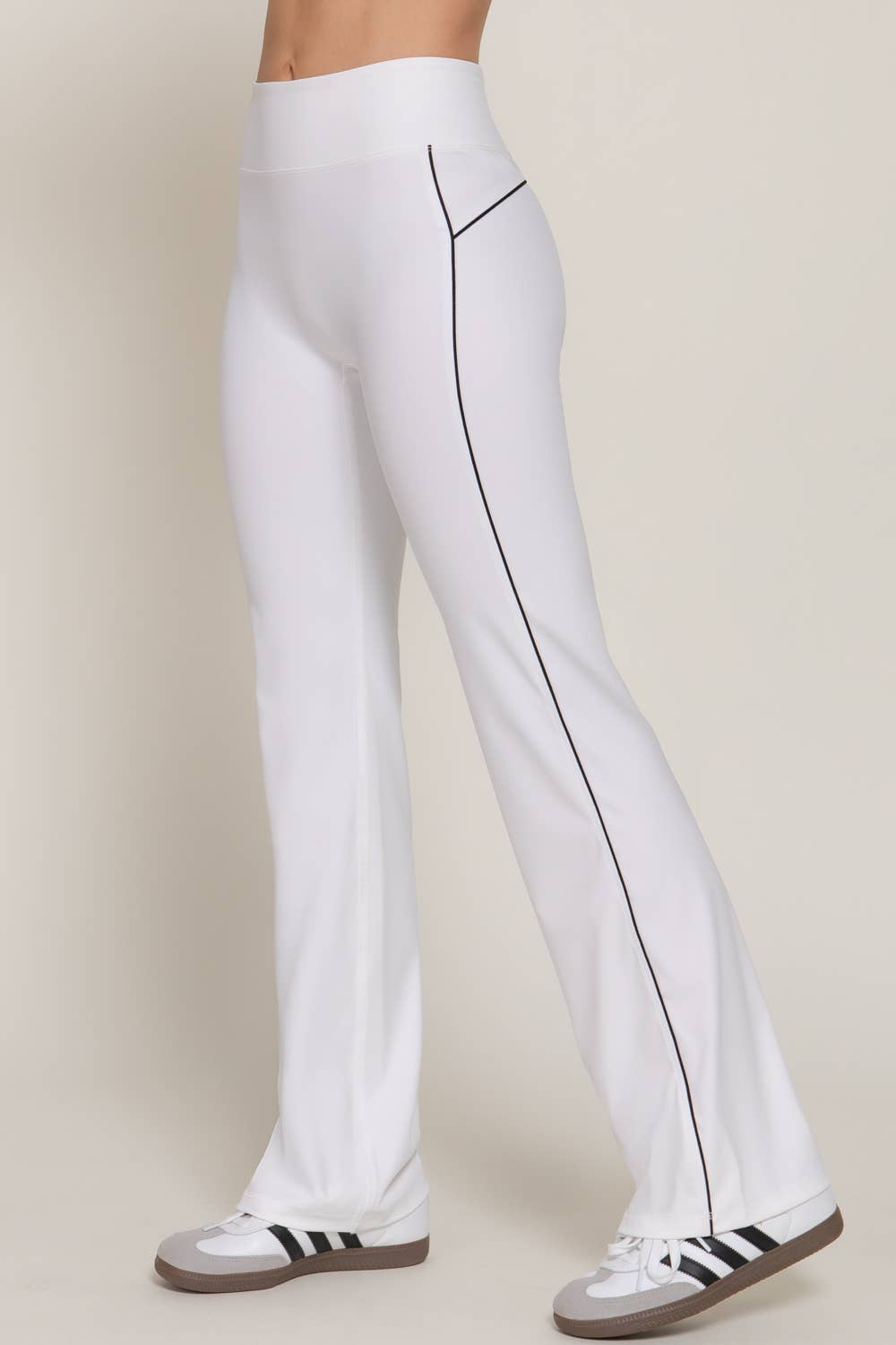 Waist Band Contrast Piping Detail Workout Pants