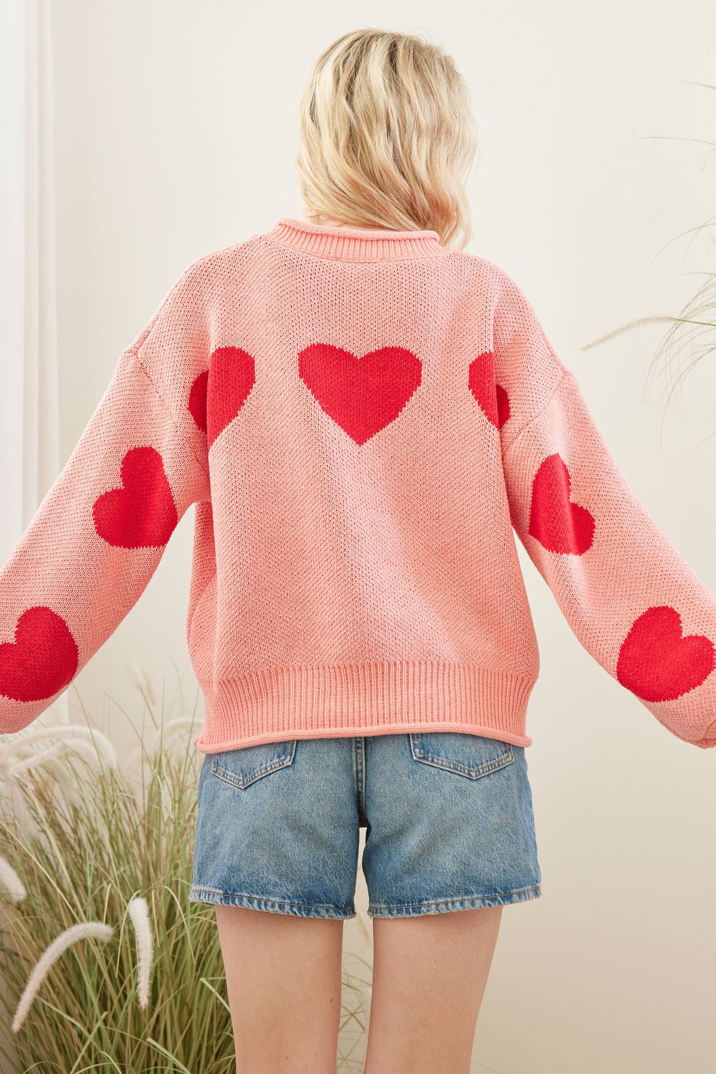 Heart Patched Loose Fit Sweater
