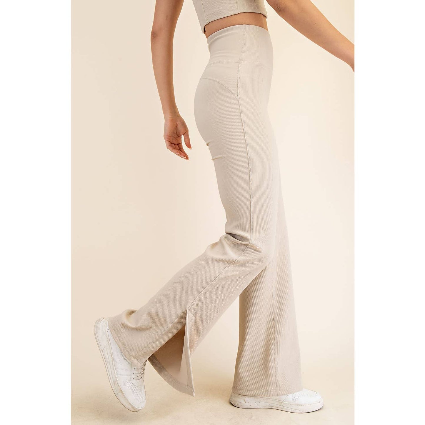 NYLON RIB FLARE LEGGINGS