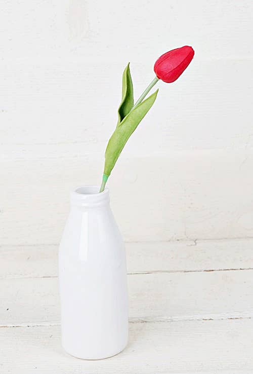 75438- 15inL real touch Tulip Bud Stem-RED-