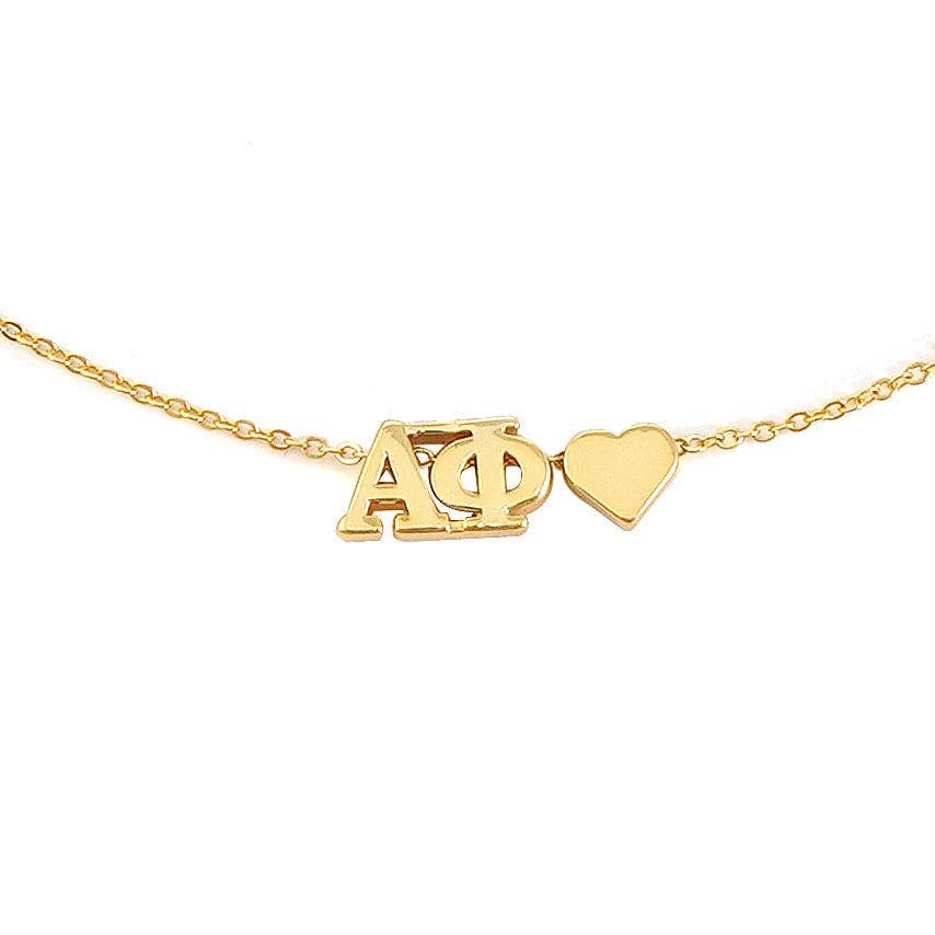 N202-I Love My Sorority: Greek Letters Heart Necklace