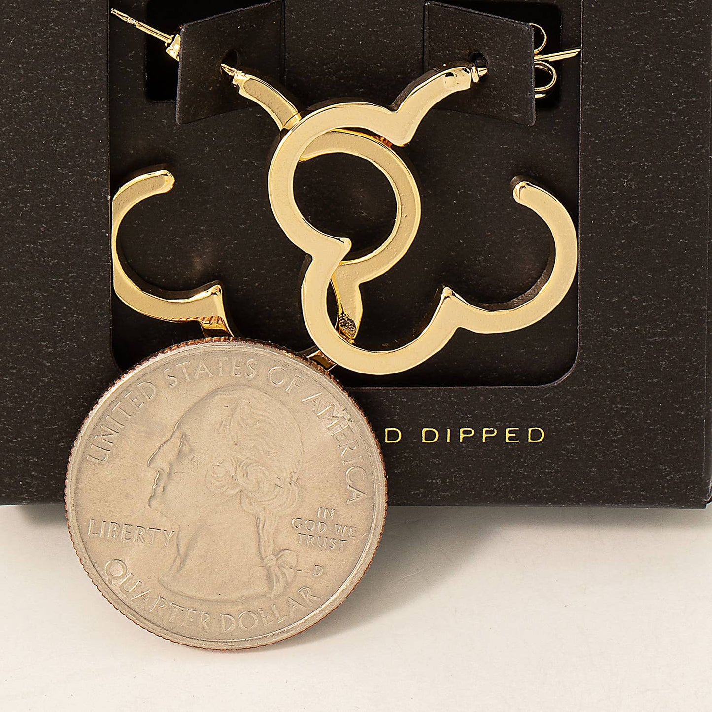 Gold Dipped Clover Hoop Earrings