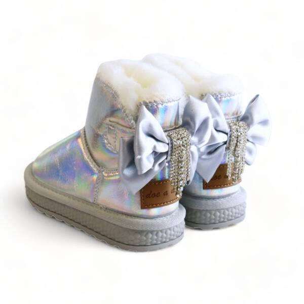 S3950 Handcraft Rhinestone Chain Bowtie Metallic Boot