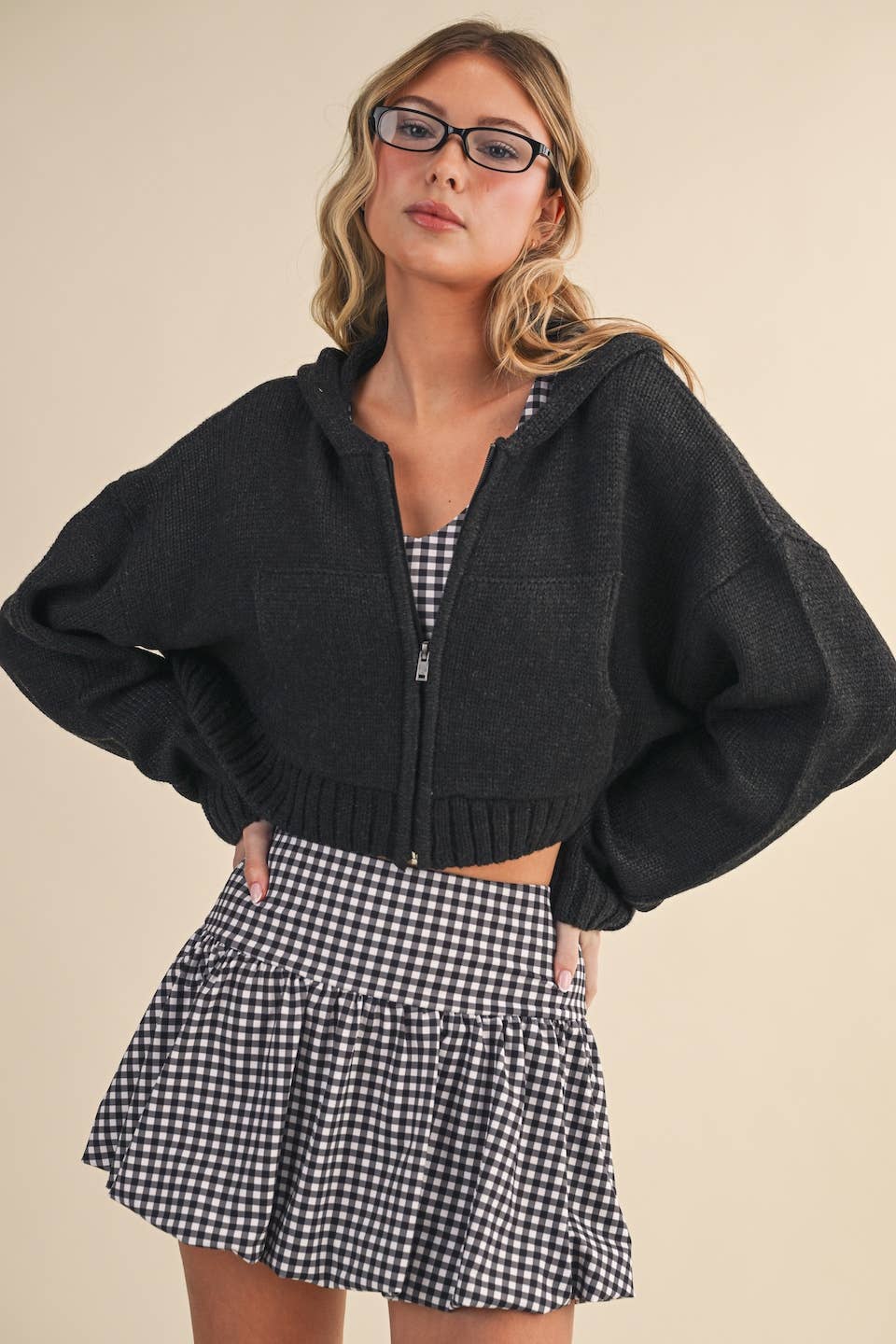 Knit Zip Up Hoodie Sweater