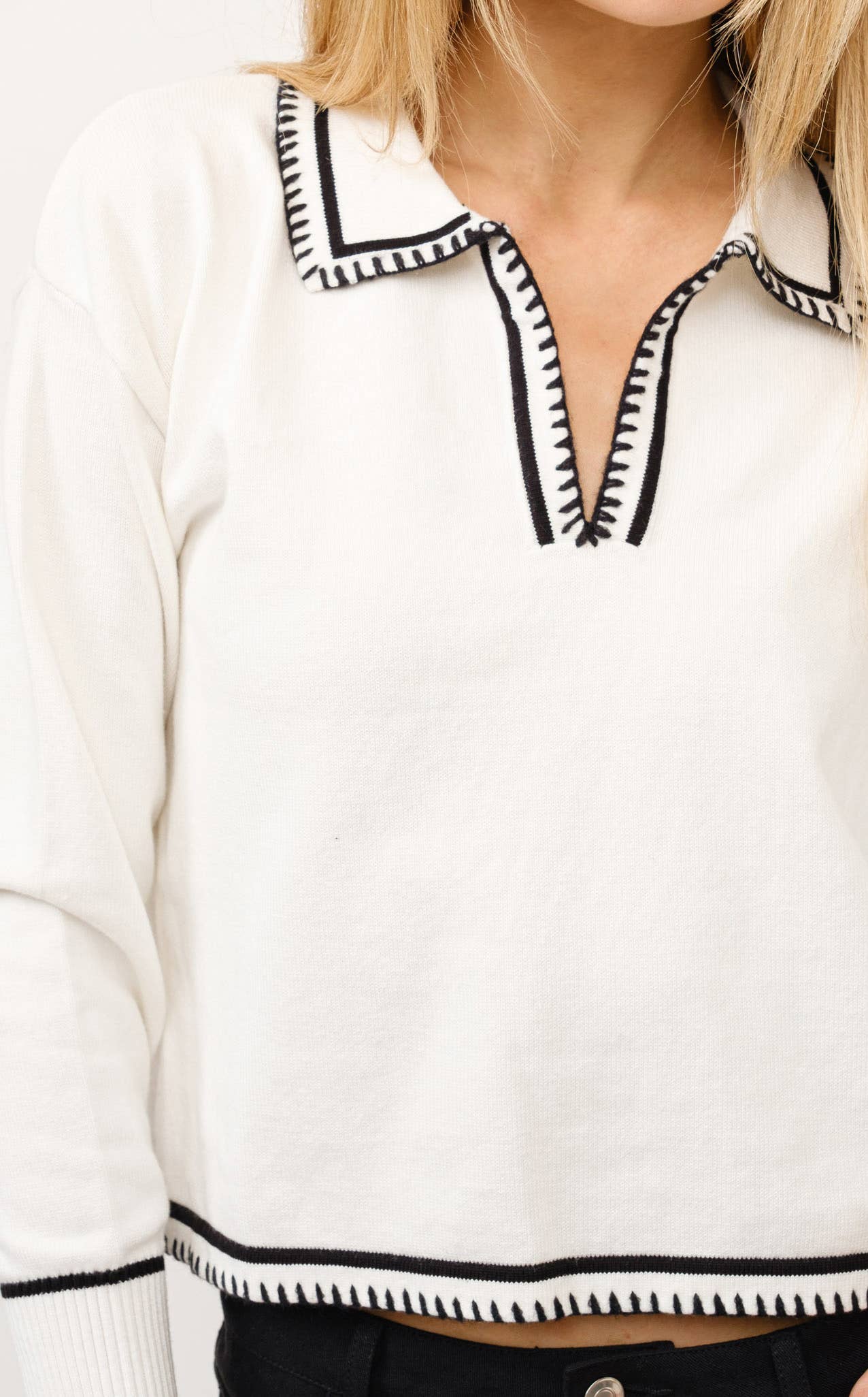 Contrast Stitch Knit Sweater-HYT0040