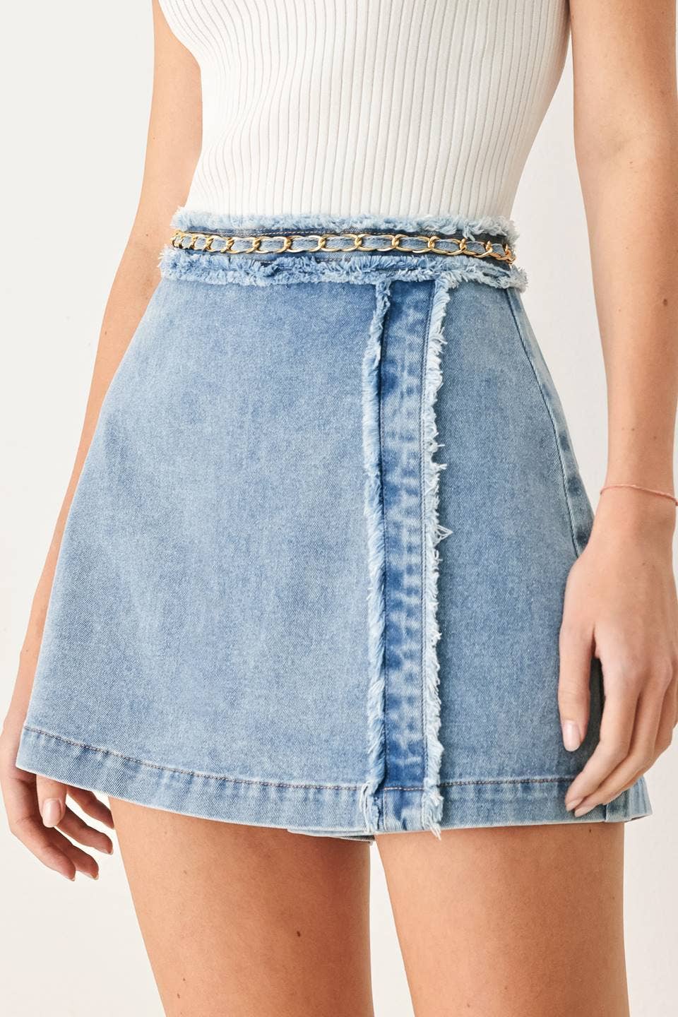 A washed denim skort - FP2337