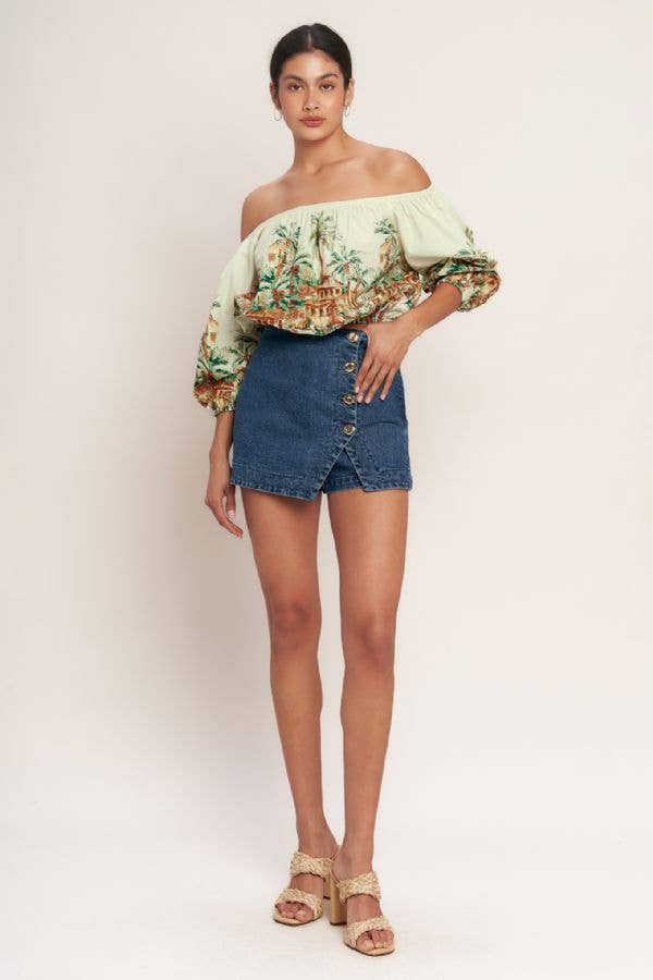 A washed denim skort - IP9158