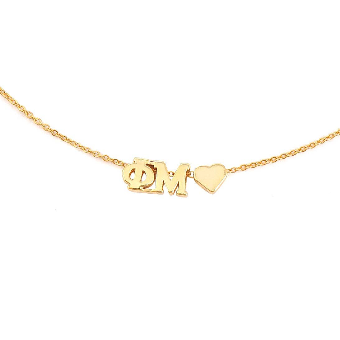 N202-I Love My Sorority: Greek Letters Heart Necklace