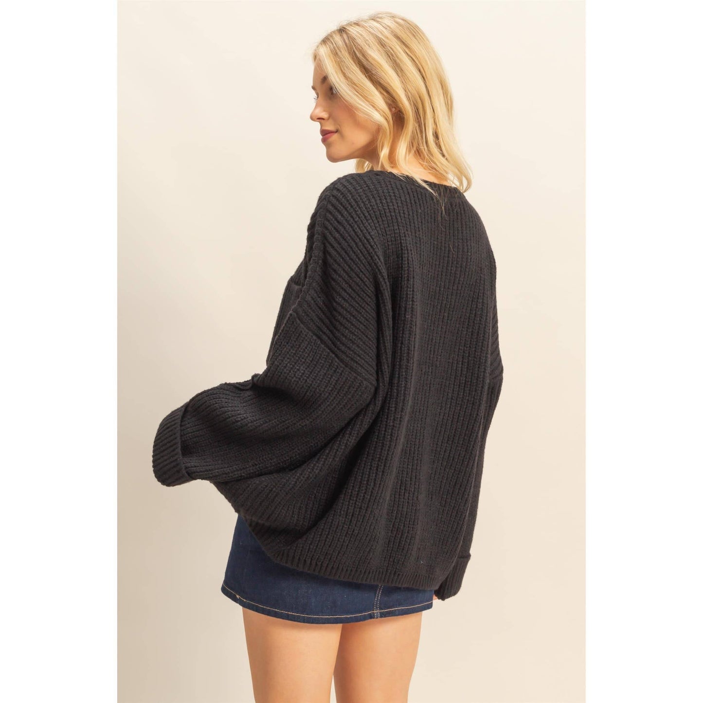 Oversized Casual Ribbed Knit Sweater