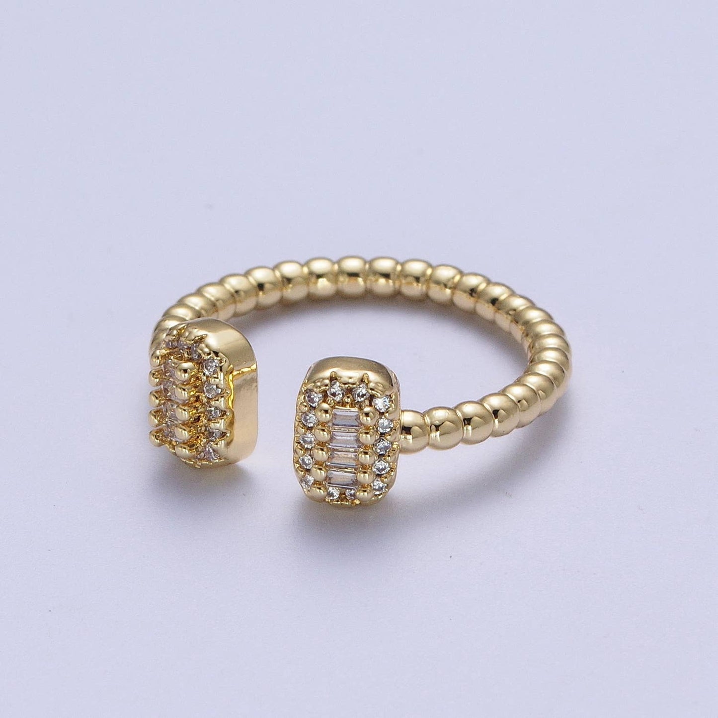 Elegant Clear/Fuchsia/Green CZ Crystal Baguette Gold Ring