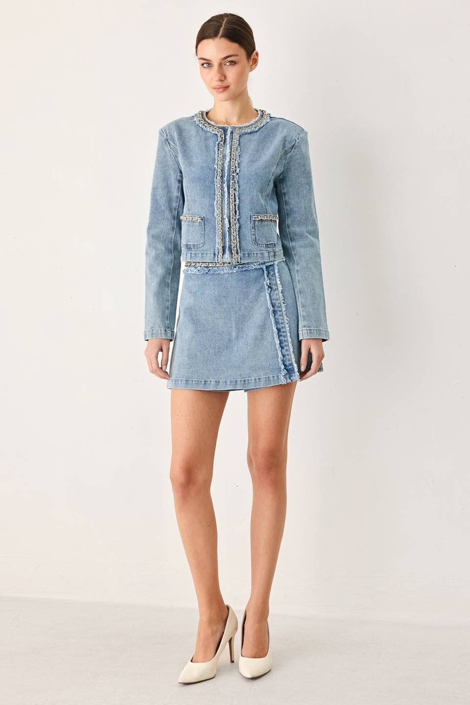 A washed denim crop jacket - FJ1535