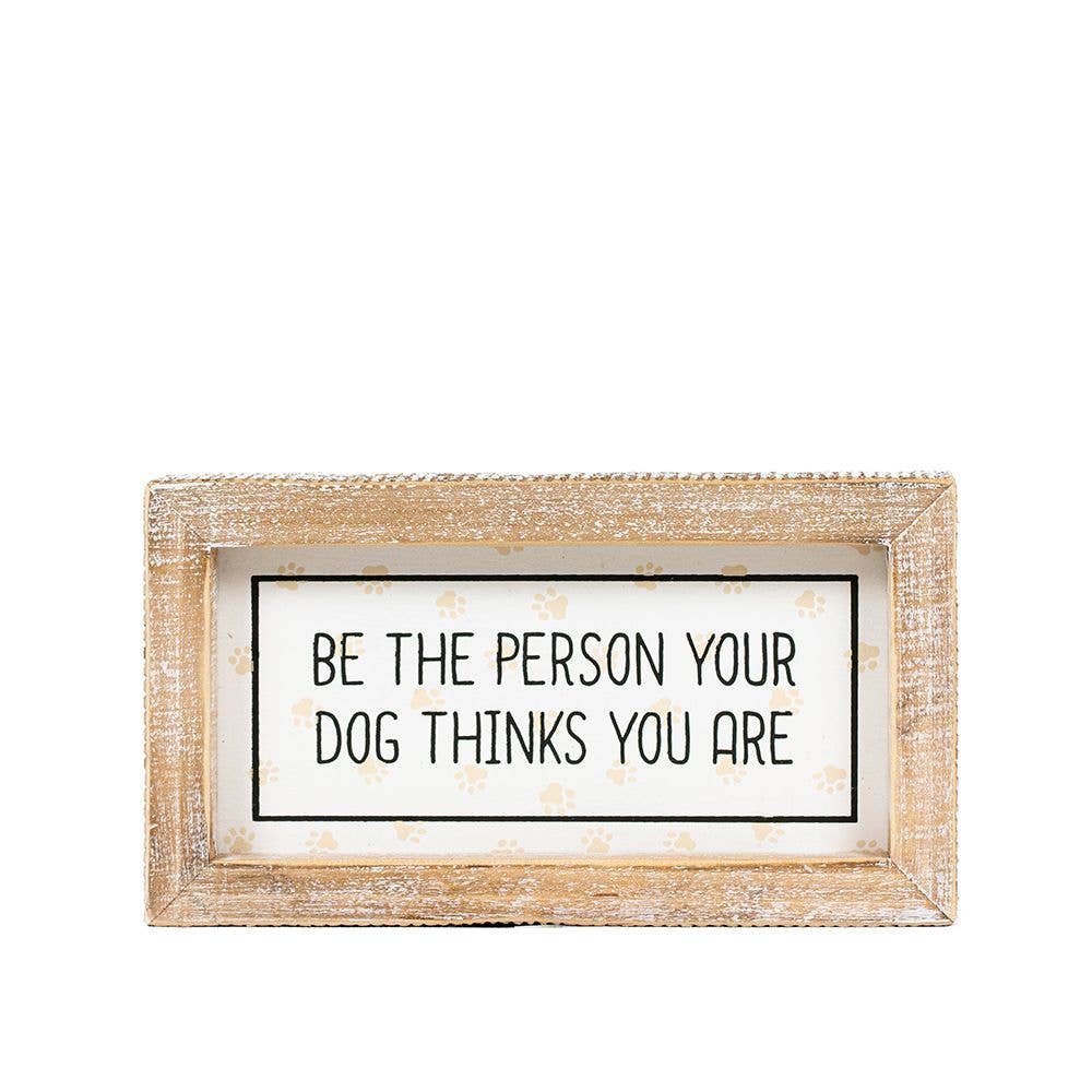 15854 - 7x4 rvs wood frame sign (SNACK/DOG)  Pet Decor