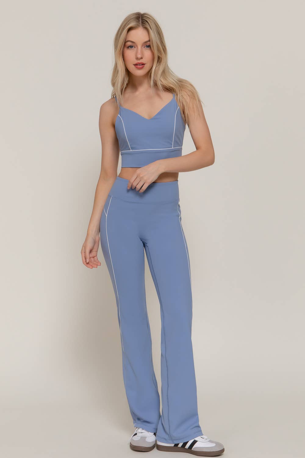 Waist Band Contrast Piping Detail Workout Pants