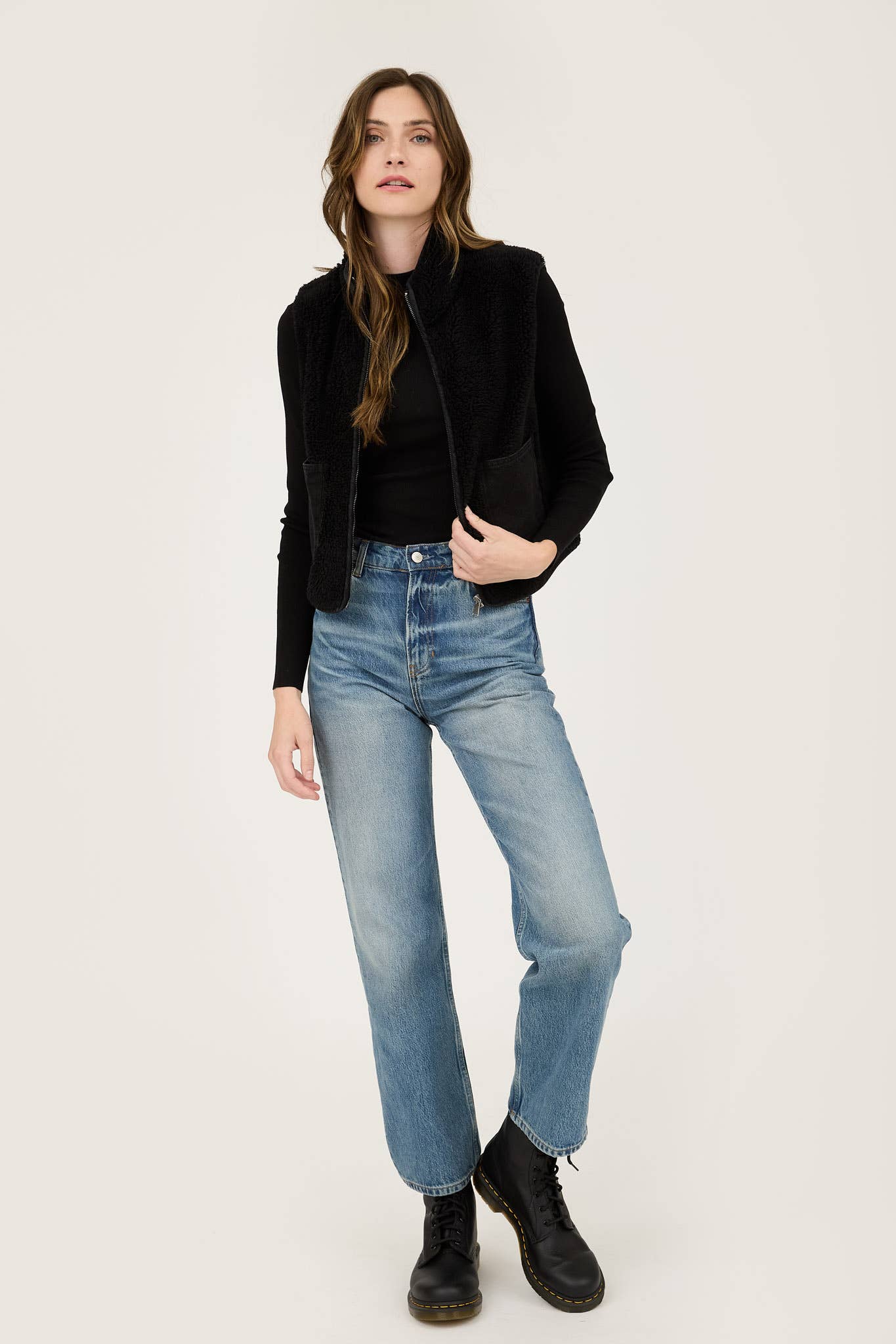 FLEECE ZIP UP VEST WITH POCKETS